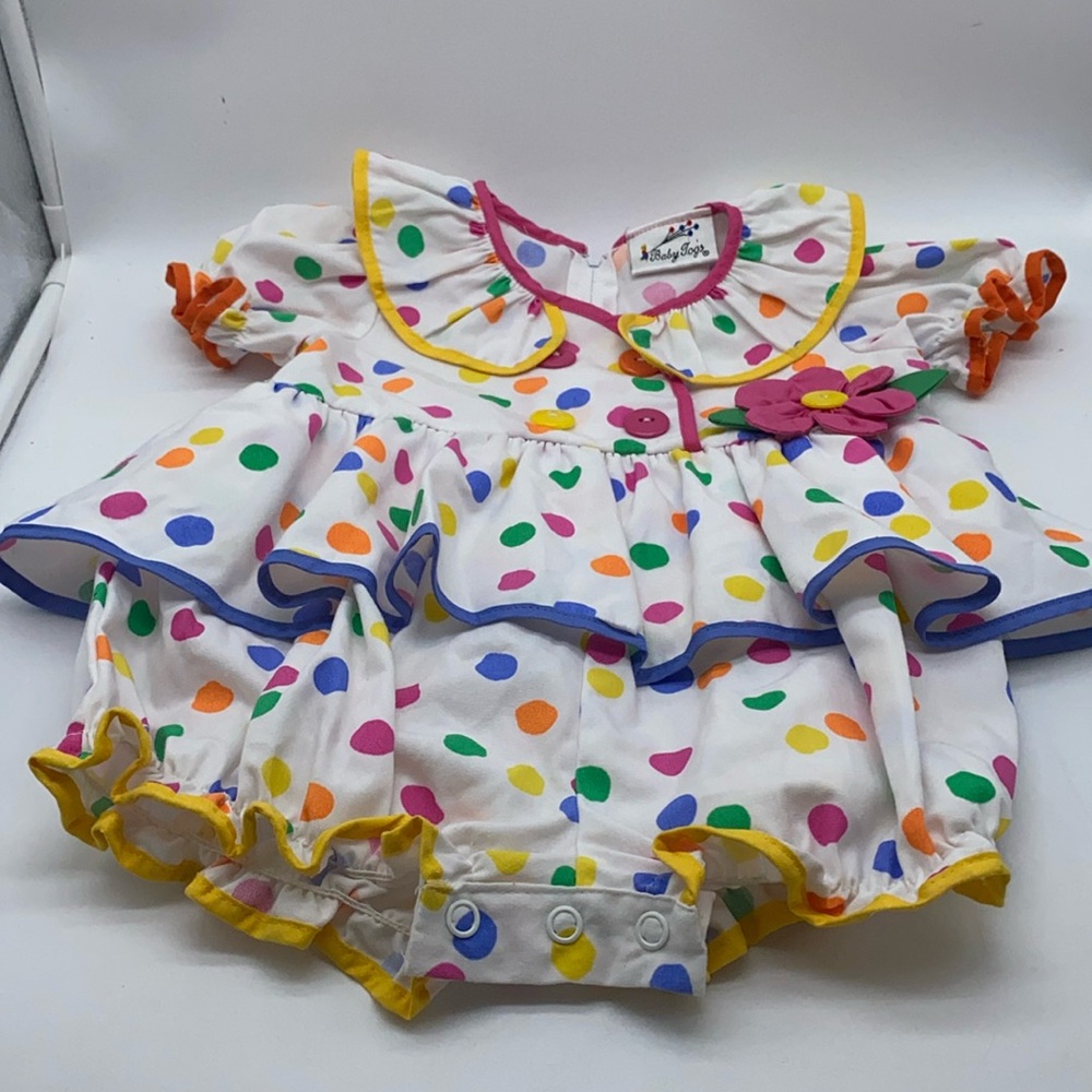 Vintage Baby Togs Infant Girls Romper Polka Dot Size 18-24 Months